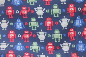 3YD Retro Icon Baumwolle Roboter Jetsons/Dalek/Lost in Space/Maschine war blau/grün - Bild 1 von 1