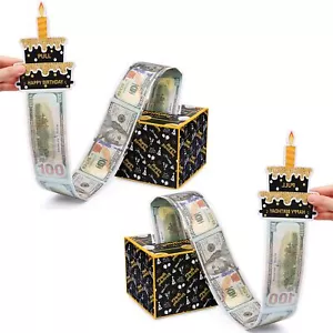 2 Pack Birthday Money Box for Cash Gift Pull Money Gift Boxes for Cash with P... - Picture 1 of 6