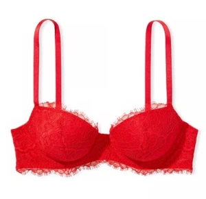 Victoria's Secret Dream Angels Lightly Lined Demi Bra 38DDD Lipstick Lace NEW! - Picture 1 of 8