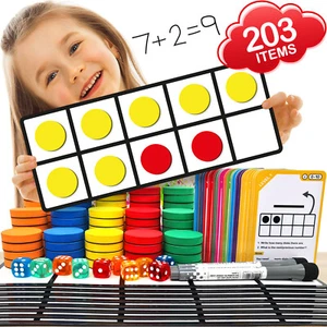 Magnetic Ten Frame Set: 8 Durable Ten-Frames + 100 Colorful Counters - Picture 1 of 9