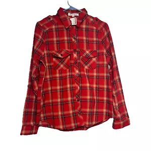 Love Tree Girls Size M Red Plaid Long Sleeve Button Down Shirt - Picture 1 of 9