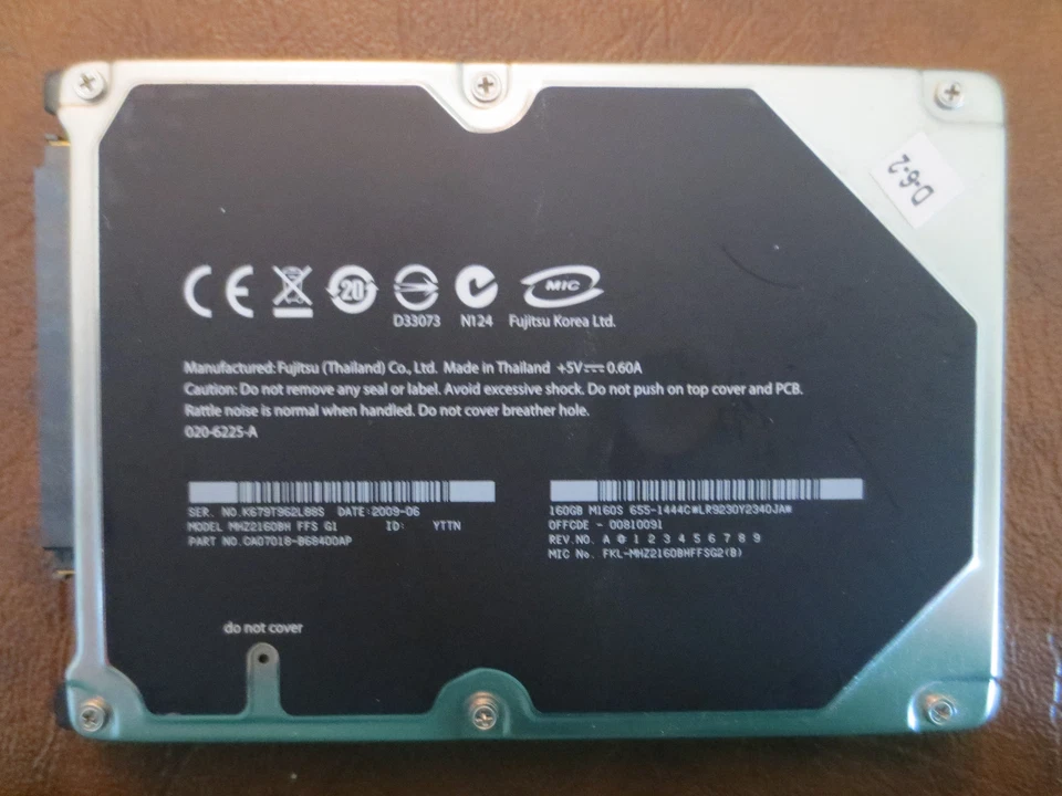 Fujitsu MHZ2160BH FFS G1 CA07018-B68400AP 0FFCDE-00810091 160gb 2.5" Sata HDD - Image 1 of 1
