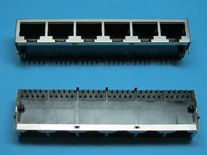 30 pcs 10P8C RJ45 21.2mm Network PCB Jack 59 8P 6 Ports Side Entry LAN Connector - Picture 1 of 2