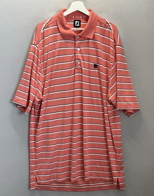FootJoy Hombre XL Grande y Alto Rosa Blanco Rayas Manga Corta Cuello Polo Foto 1 de 4