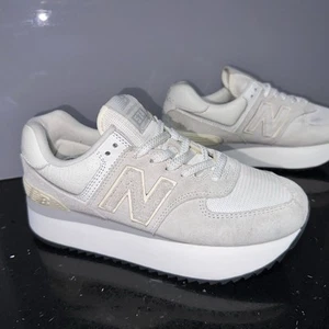 NEW BALANCE 574 Platform White Grey Sneakers - Womens US 9 #37501 - Picture 1 of 15
