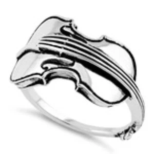 Sterling Silver Violin Ring Size 8 - Picture 1 of 4