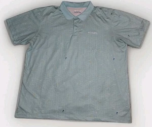 Columbia PFG Omni-Shade Teal Vented Fishing Golf Polo Men's 2XL AOP Palm Trees - Picture 1 of 6