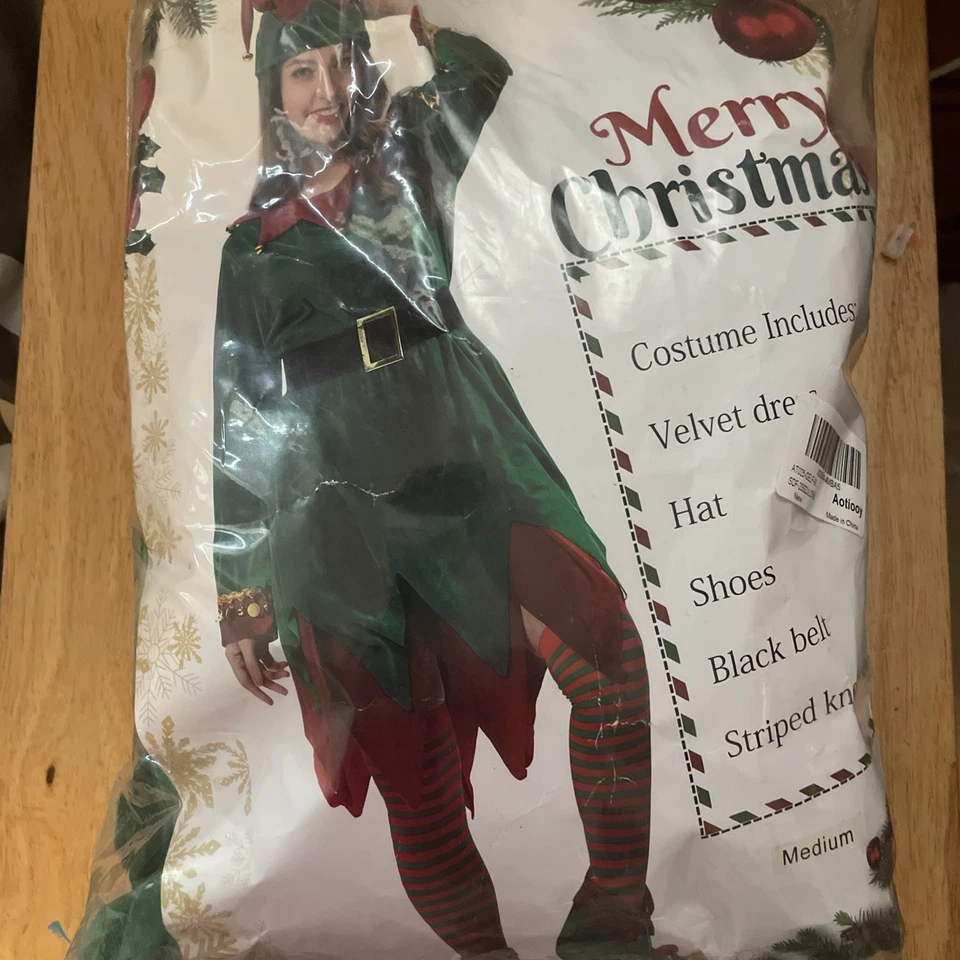 成人精灵圣诞服装豪华圣诞圣诞老人助手服装圣诞老人天鹅绒套装 — 第 1/4 张图片