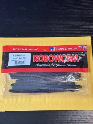 Roboworm 6” Straight Tail Worm Salt Release System  Aaron’s Magic R & B - Image 1 of 3