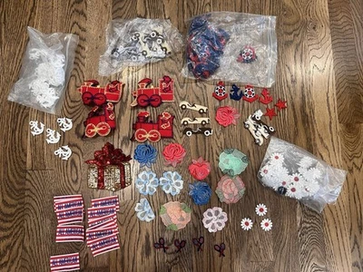 Vintage Lot of 218 Applique Anchors Flowers Trains Cars racket all american play - Image 1 of 4