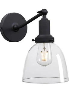 PERMO Industrial Vintage Slope Pole Wall Mount Single Sconce with 6.7" Oval Dome - Picture 1 of 6