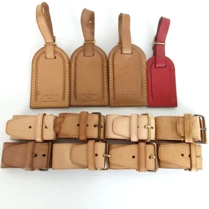 Authentic LOUIS VUITTON Set Name Tag x4 Poignier x8 Name tag leather[Used] - Picture 1 of 10