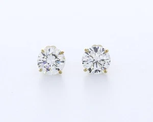 2.2CT Lab-Created Diamonds D/VVS2 Round Brilliant 14K Gold 4-Prong Classic Studs - Picture 1 of 4