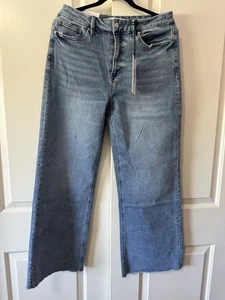 MICA Light Wash Super High WIDE LEG Denim Jeans - Raw Hem - Damen Gr. 30 NEU - Bild 1 von 7