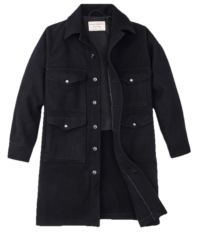 Men's Filson Long Mackinaw Cruiser - XS & S - 20270430 MADE IN USA Navy Trench - Image 1 of 4