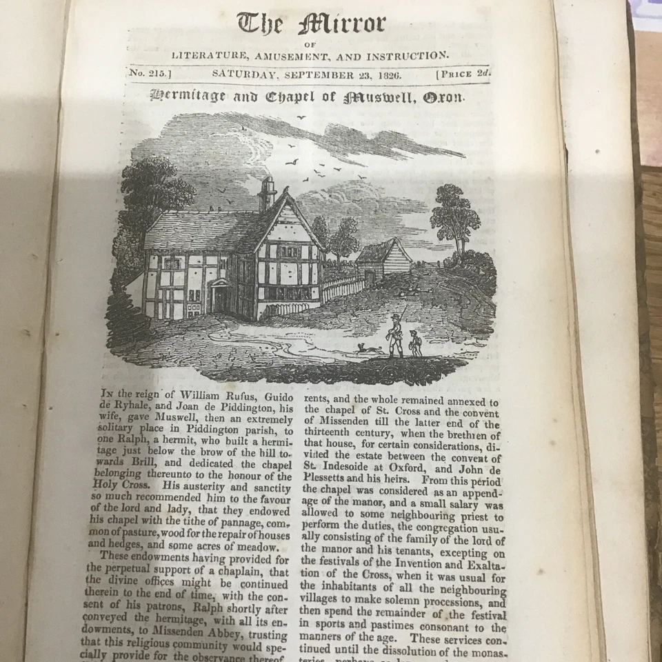 Antique Print - 1826 - MUSWELL Oxfordshire - Hermitage And Chapel - image 1 of 1