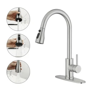 Kitchen Faucet, Sink Faucet, Pull-Down Kitchen Faucet, Brushed Stainless Steel - Picture 1 of 6