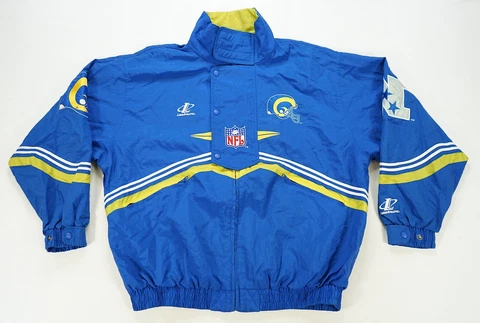 Rare Vintage PRO LINE St. Louis Rams NFL Football Full Zip Jacket 90s Blue SZ XL Cover