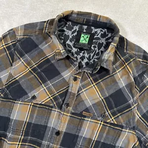 Hippy Tree Flannel Shirt Mens Medium Button Up Long Sleeve Plaid Outdoor Vented - Picture 1 of 8