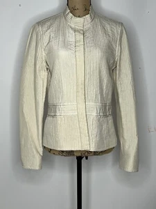 Vintage Sigrid Olsen Silk Quilted Button Snap Baby Taupe Jacket sz 8 Party - Picture 1 of 7