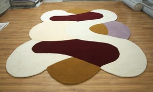Irregular Rug |Hand Tufted | Wool Area Rug | Living Room, Bedroom, Kids Room , - Picture 1 of 9