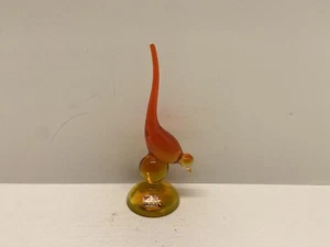 Vintage MCM Viking Amberina Long Tail Bird 7.5" Persimmon Red Amber, SEE DESC - Picture 1 of 14
