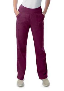 Landau Pro Flex Modern Yoga Scrub Pant Wine Petite Small - Picture 1 of 9