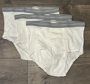 3 New Vintage Hanes 100% Cotton Briefs Gray Waistband 40 - Picture 1 of 4
