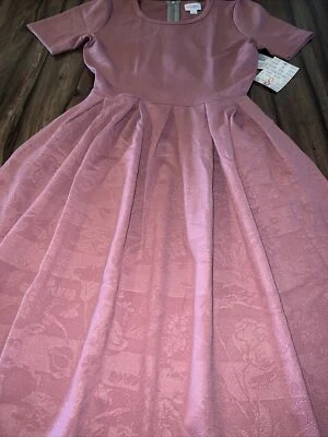 Vestido Lularoe Nuevo con Etiquetas Amelia Plisado 🦄Rosa Sólido Bolsillos Cremallera Unicornio Pequeño 6/8 4 Foto 1 de 4