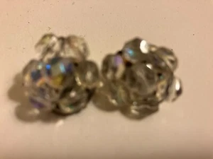 VINTAGE ESTATE crystal cluster bead clip on earrings - Picture 1 of 3
