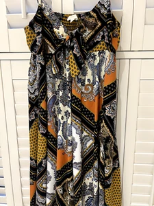 Hennes H&M Paisley Print Long Summer Strapy Dress Size 12 - Picture 1 of 5