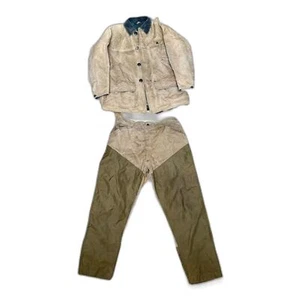 Vintage Men’s 50s/60s Thrashed Sears Hunting Jacket Pants Beige Sz M - Picture 1 of 7
