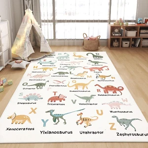 Dinosaur Area Rug - 4X6Ft Large, Soft, Washable, Non-Slip, ABC Animal Alphabe... - Picture 1 of 8