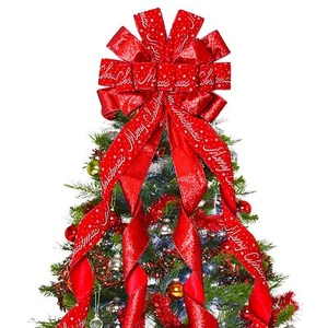 Christmas Tree Topper Christmas Wreath Bow 52 * 13 inches Tree Toppers Bow wi... - Picture 1 of 7