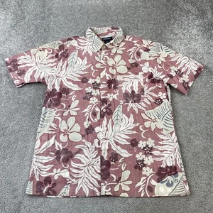 Cherokee Button Up Shirt Men's Medium Red Floral Hawaiian Cotton - Picture 1 of 6