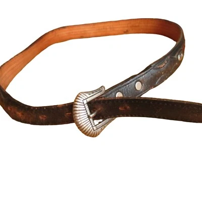 Vintage 1980s Womens Cowgirl Western Belt 32 Horse Hair Leather Black - Image 1 of 4