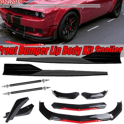 Front Rear Bumper Lip Spoiler Splitter Glossy Black Bod Kit For Dodge Challenger Foto 1 de 4