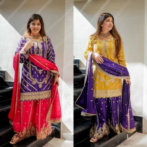 Pakistani Eid Dress Salwar Kameez Ready To Wear 3 Suits Bollywood Wedding Party - Picture 1 of 24