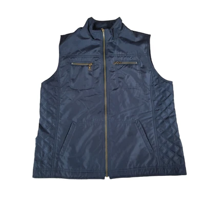 Chaleco Acolchado Negro Alfred Dunner Mujer 10 Cremallera Completa Bolsillo Banda Cuello Ligero Foto 1 de 4