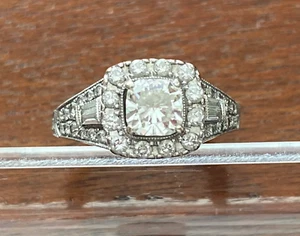 Neil Lane 14k White Gold 1.50ctw Cushion Cut Baguette Engagement Ring Sz 4.25 - Picture 1 of 10