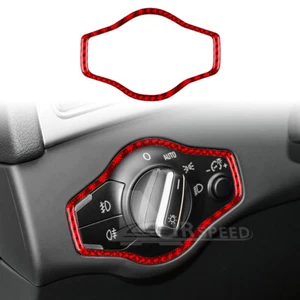 For Audi Q5 A4 A5 2009-2016 Headlight Button Sticker REAL Red Carbon Fiber - Picture 1 of 6