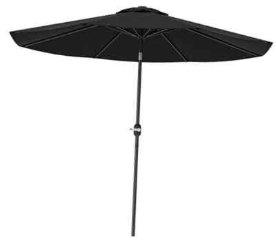 9FT Patio Umbrella with Push Button Tilt and Crank, Outdoor Table Black - Image 1 of 4