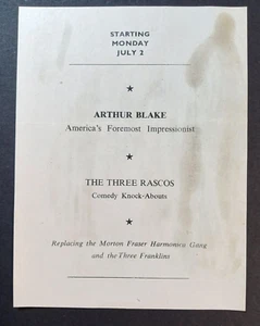 Arthur Blake Impressionist & Three Rascos Comedy Paper Receipt Invitation c1950s - Picture 1 of 2