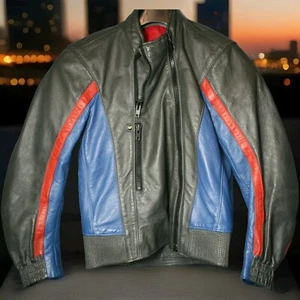 BMW Motorbike/Motorcycle Leather Jacket vtg Racing Biker Leather Jackets Italy - Picture 1 of 12