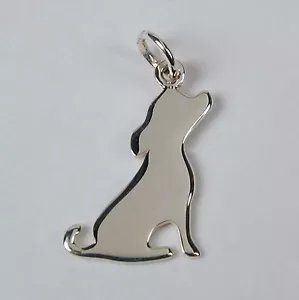 Charm Silhouette di cane in argento sterling senza Stati Uniti Tirante per spedizioni e cerniere - Foto 1 di 4