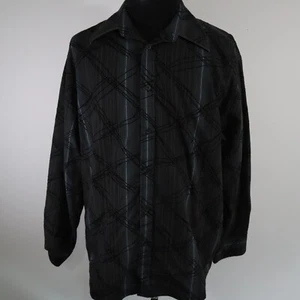 Eighty Eight Shirt Mens XL Casual Button Up Dark Gray Geometric Long Sleeve - Picture 1 of 8