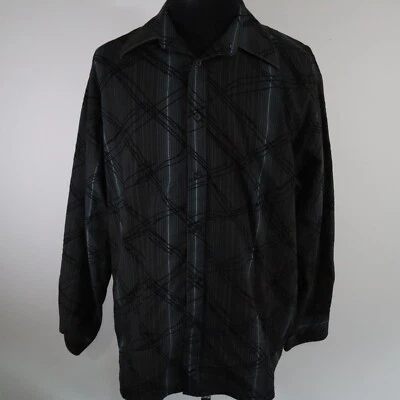 Eighty Eight Shirt Mens XL Casual Button Up Dark Gray Geometric Long Sleeve - Image 1 of 4
