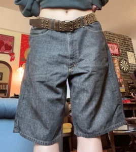Y2K Ralph Lauren Polo Super Baggy Jorts Black Jean Shorts Grunge Skater 36 - Picture 1 of 8