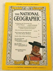 National Geographic February 1960 Chile Lincoln Drowned City of Port Royal - Imagen 1 de 2