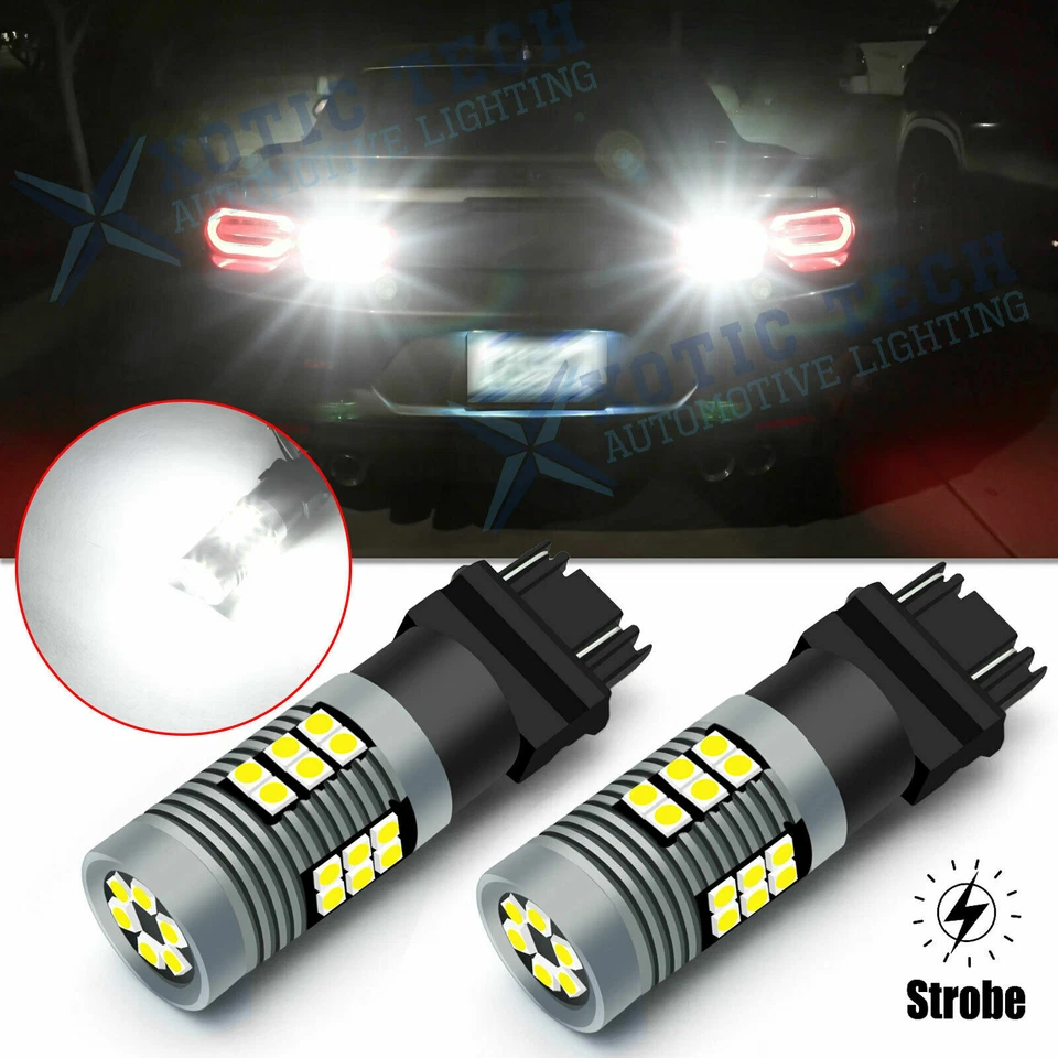 LED 3057 3157 Blanco Legal Freno Estroboscópico Respaldo Bombillas de Luz Inversa Flash a SÓLIDO Foto 1 de 4